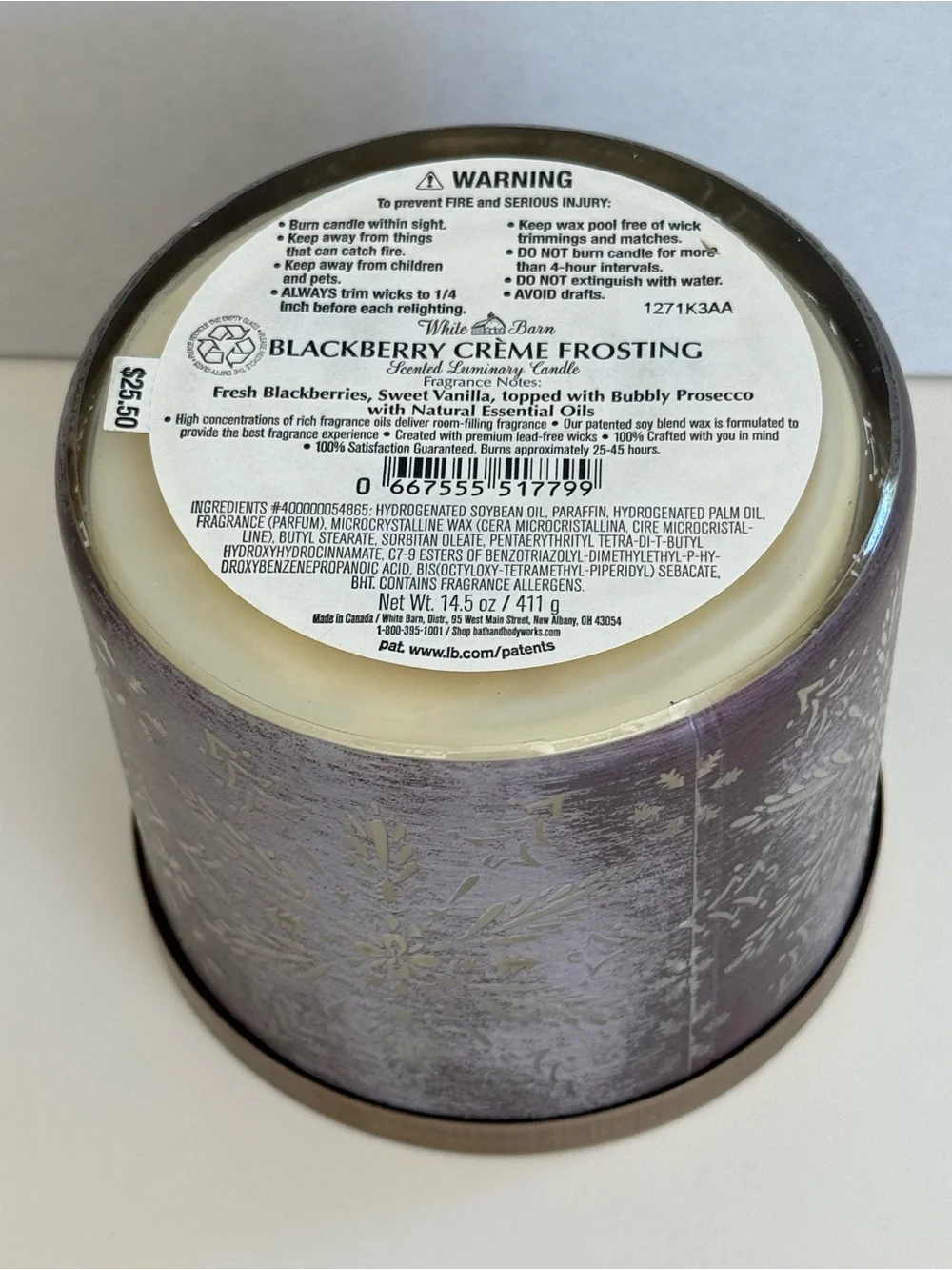 RARE!!! Bath & Body Works BlackBerry Crème Frosting Candle